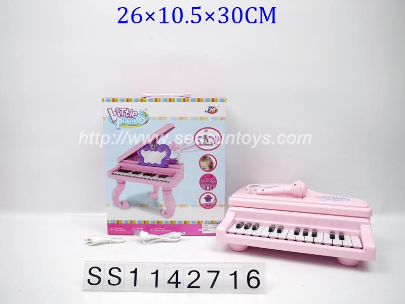 2色电动灯光音乐钢琴+话筒套装配USB