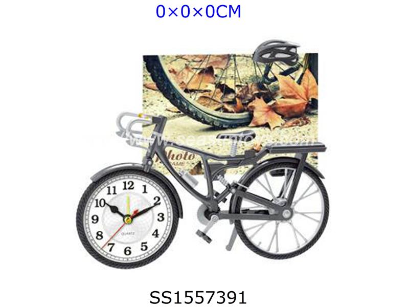 乌金喷漆自行车相架时钟		