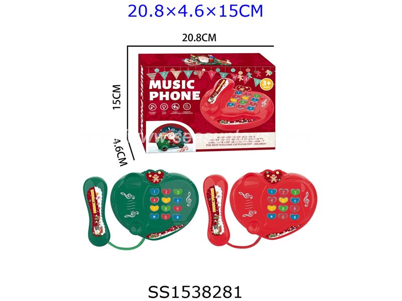 2色圣诞老人灯光音乐电话机